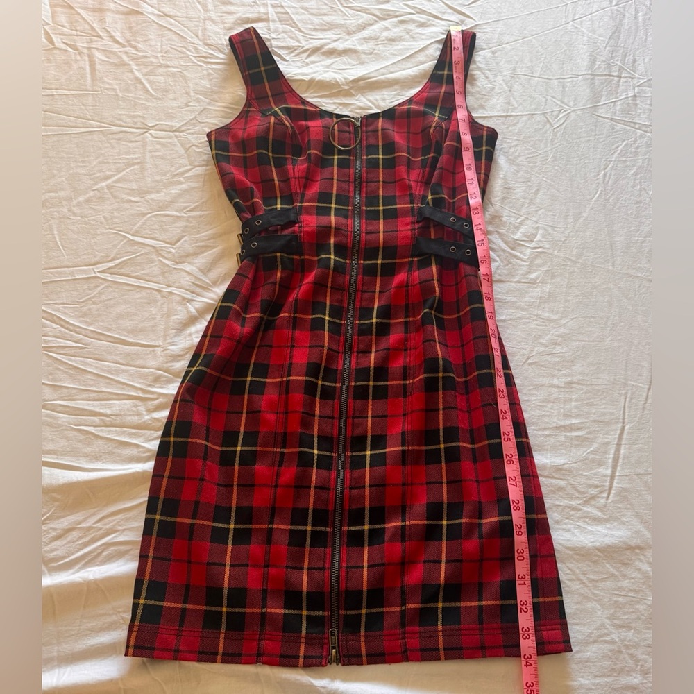 MINT COND BETSEY JOHNSON COLLECTION TARTAN MINI ZIP FRONT PUNK DRESS SZ 6 - Picture 3 of 8